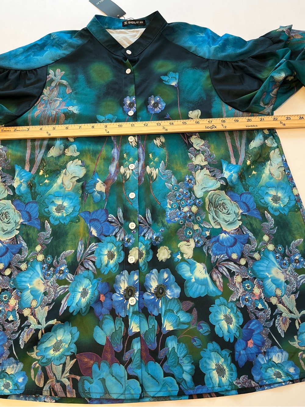 Sheilay women print Floral Button-Down Blouse size XXL Lightweight casual New - Picture 6 of 8